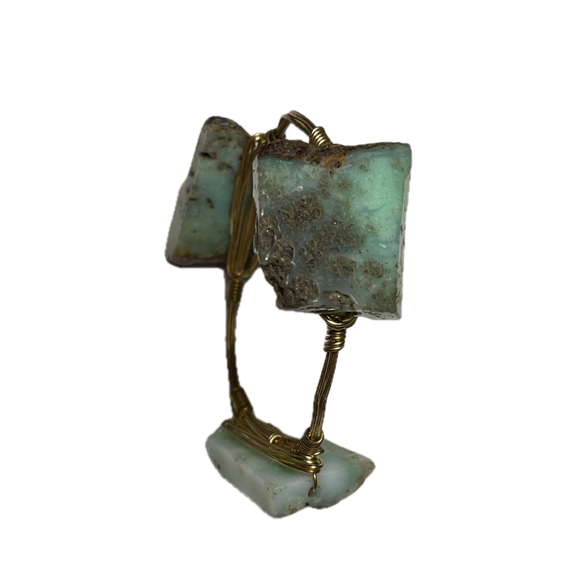 Bourbon & Bowties BB Gold Plated Wire Wrap Bangle Bracelet Green Natural Stone - Picture 10 of 11